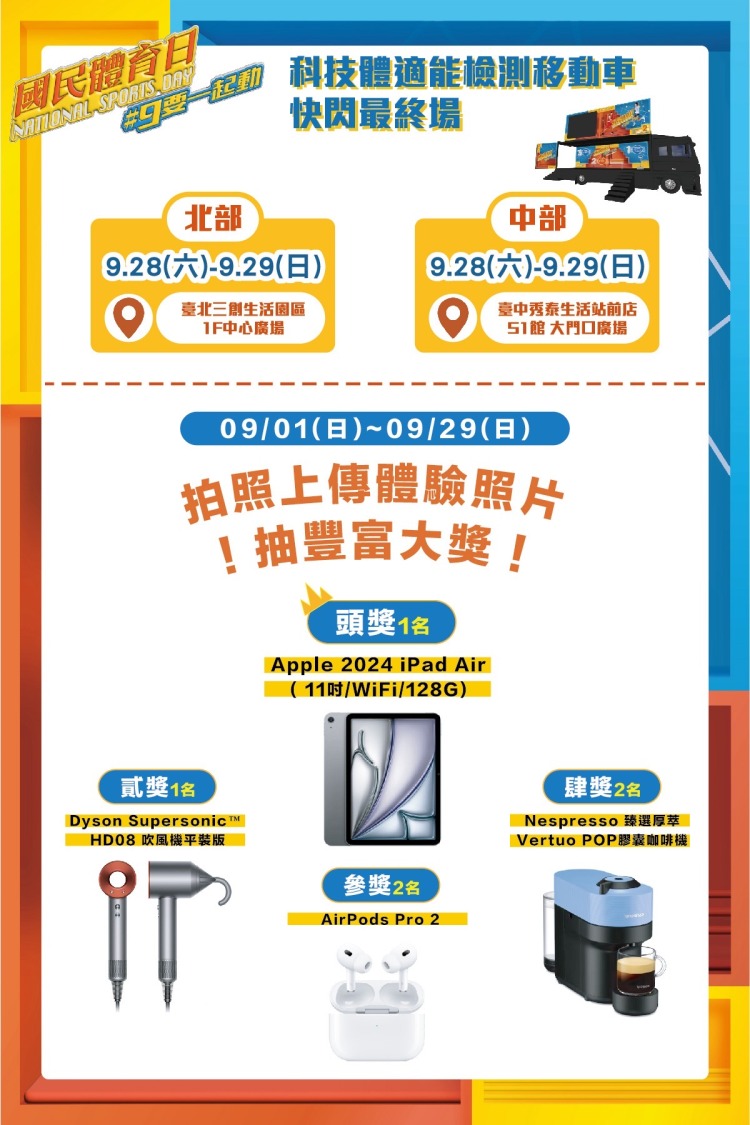 體育署科技體適能檢測車巡迴全臺。(圖/教育部體育署提供)