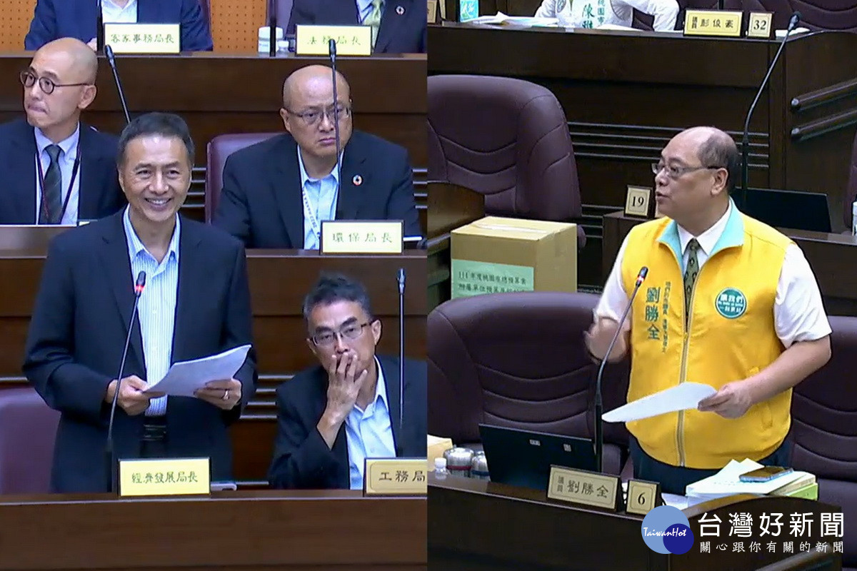 桃園市議員劉勝全質詢經發局長張誠。<br /><br />