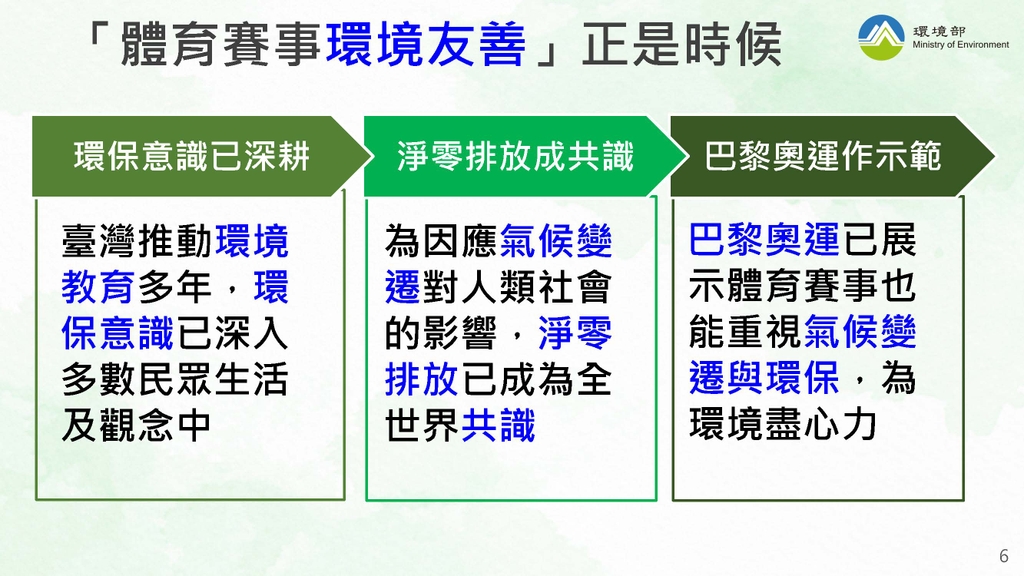 體育賽事環境友善合作案啟動（圖：環境部環境保護司）