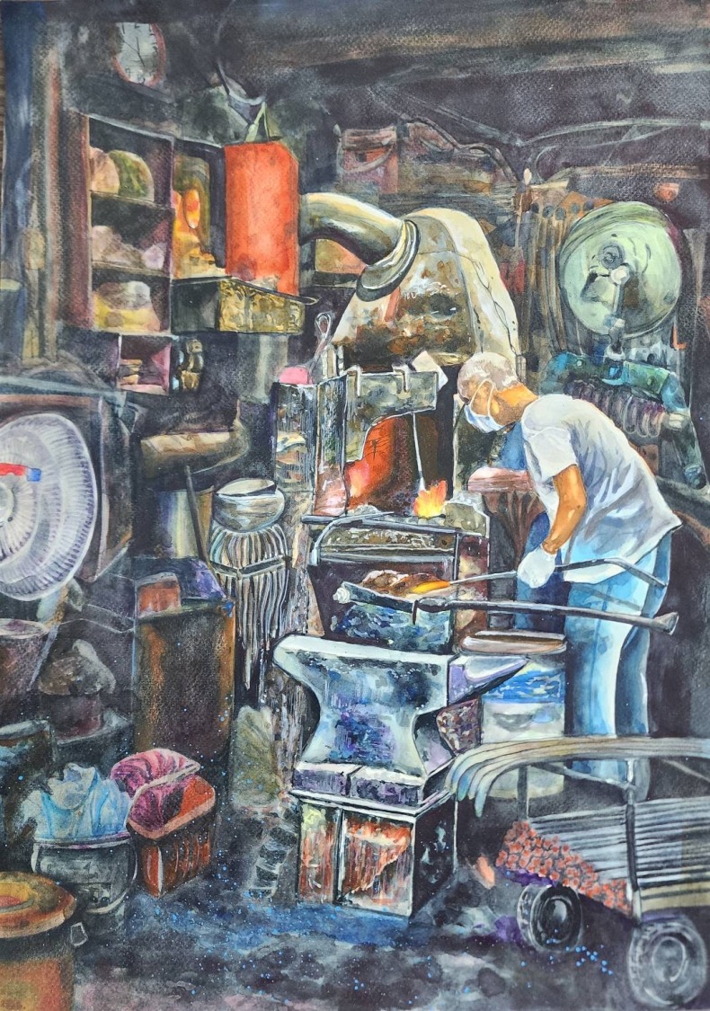 劉亭妤同學作品:淬煉--榮獲7-9年級特優獎。(圖/記者黃溎芬翻攝)