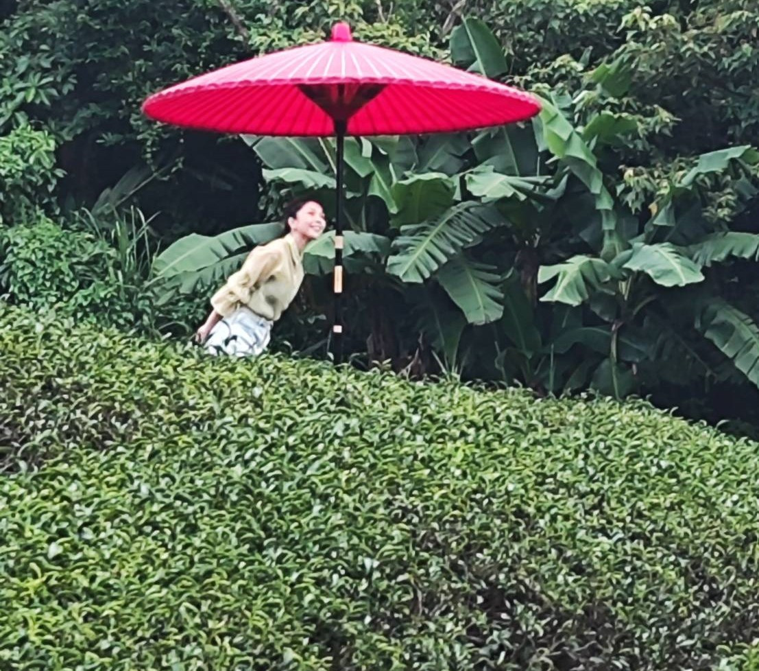 「大紅傘下手機打卡」活動,引導遊客參賞。
