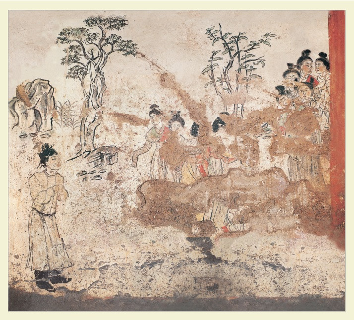 〈遊園圖〉(圖/社團法人中華翰維文化推廣協會提供)<br /><br /> 圖中一群女子正環繞著綠樹、簇擁著在園中漫步,她們的髮髻、服裝、表情各不相同,但在濃濃春意的包圍下,卻也掩飾不住內心的喜悅和輕鬆。<br /><br />