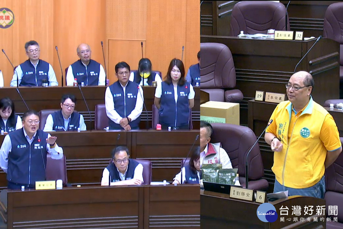 針對輔導桃園肉品市場公司化，桃園市議員劉勝全質詢市府農業局長陳冠義。<br /><br /> 