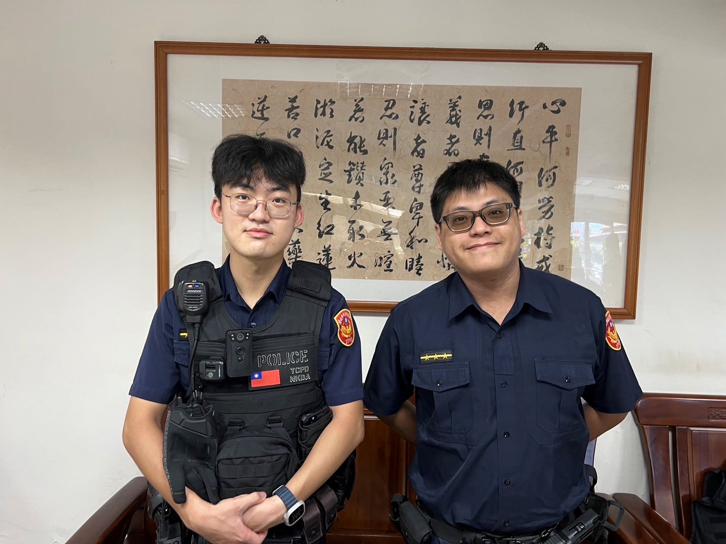 北投分局光明派出所警員林子翔(圖左)、蔡晉源。(記者薛秀蓮翻攝)