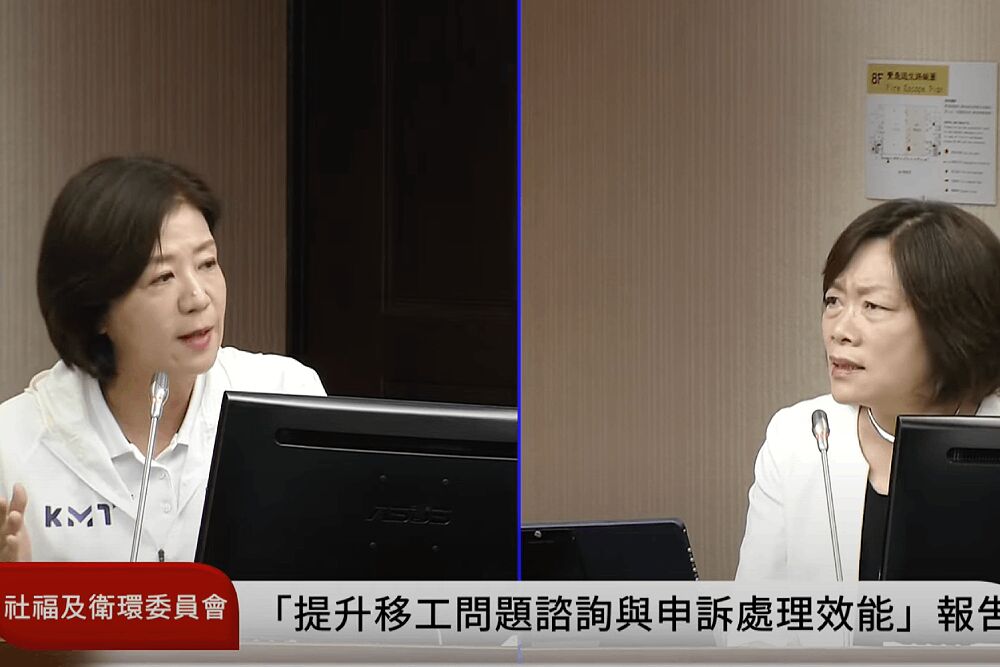 王育敏質疑家事移工生育無保障 指何佩珊無明確回應 220 照片來源:立法院直播截圖