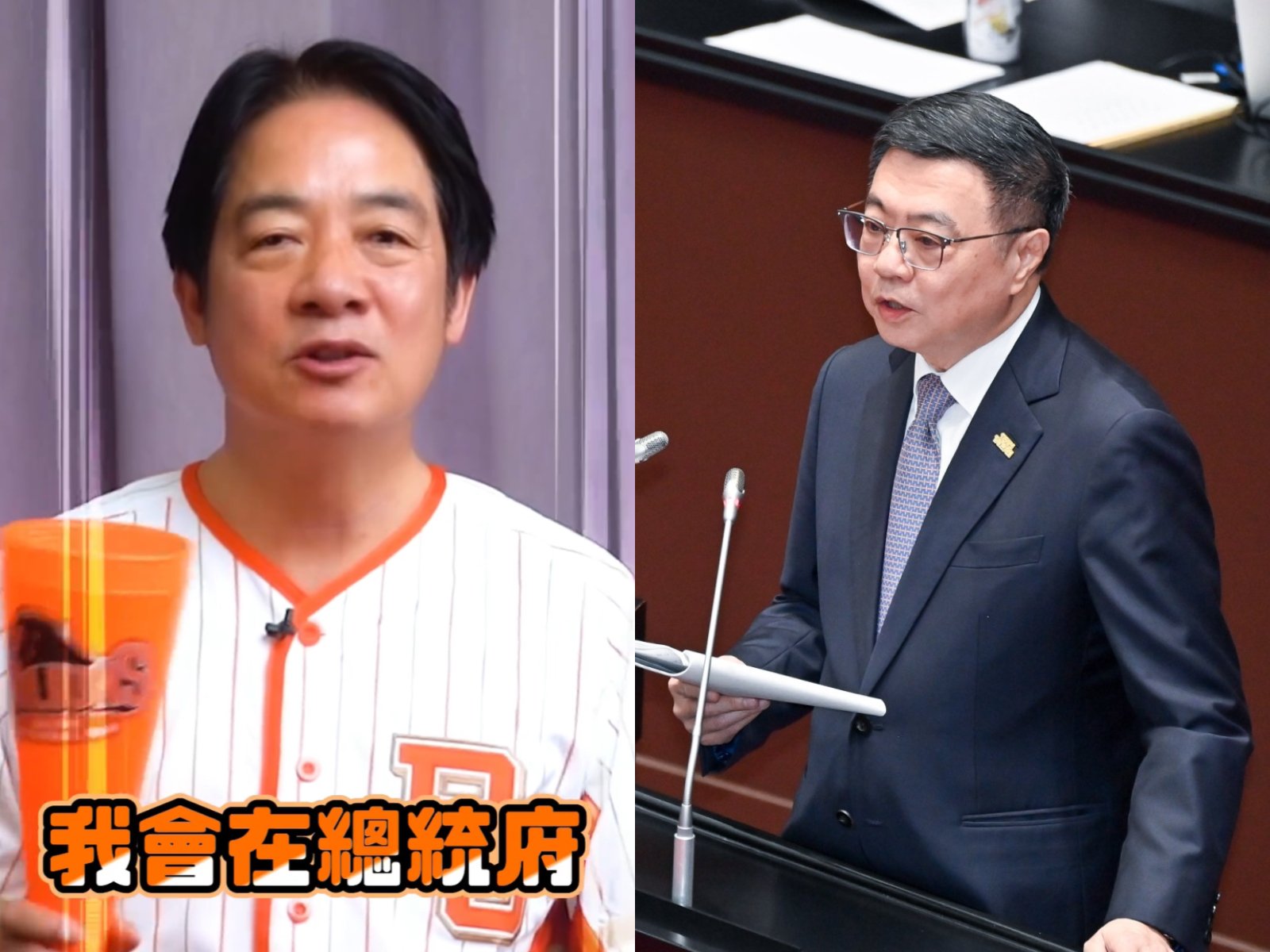 總統賴清德(圖左)是眾所皆知的「喵迷」,行政院長卓榮泰(圖右)於19日發文笑稱,他為支持兄弟。翻攝賴清德theads、卓榮泰臉書