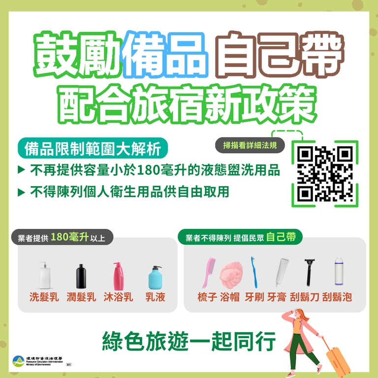 鼓勵備品自己帶 配合旅宿新政策（圖：環境部循環署）