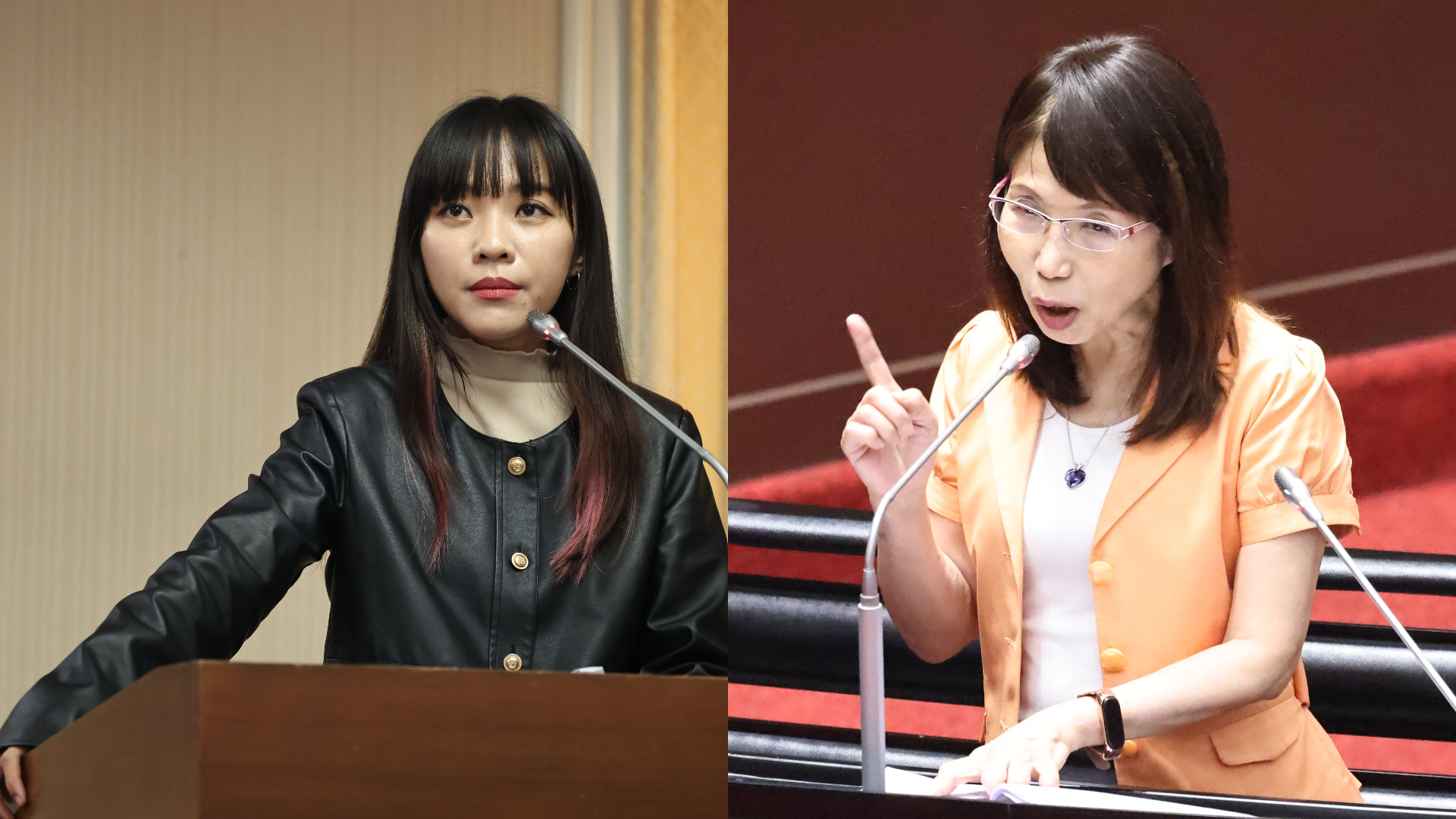 民眾黨立委陳昭姿(右)與民進黨立委黃捷(左)為代孕入法議題槓上。資料照片/林啟弘攝