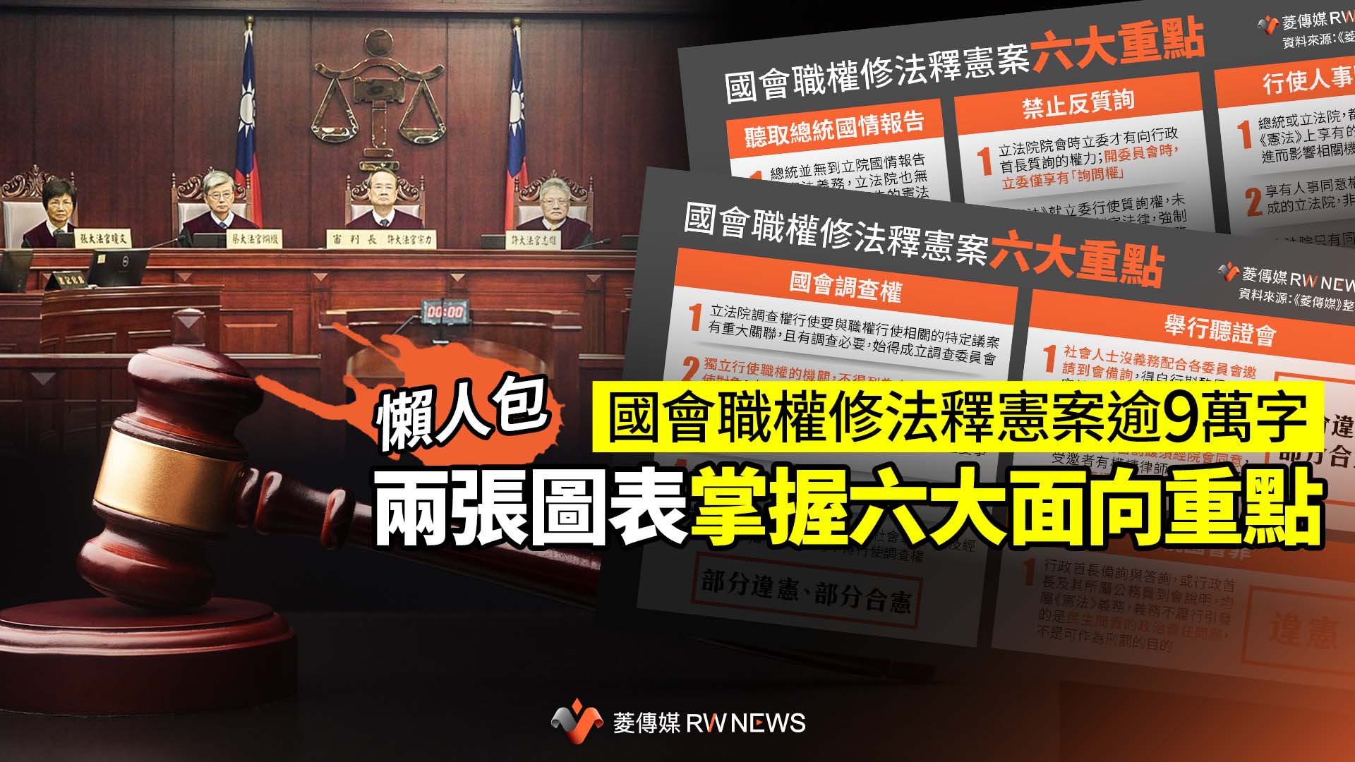 懶人包/國會職權修法釋憲案逾9萬字 兩張圖表掌握六大面向重點