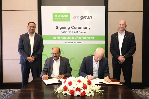 巴斯夫（BASF）與AM Green簽署諒解備忘錄，共同探討印度低碳化學品市場的機遇及每年100,000噸綠氨的採購事宜