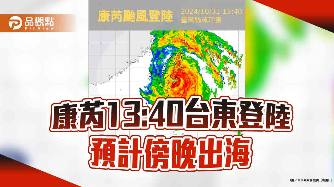 康芮13:40台東登陸 預計傍晚出海