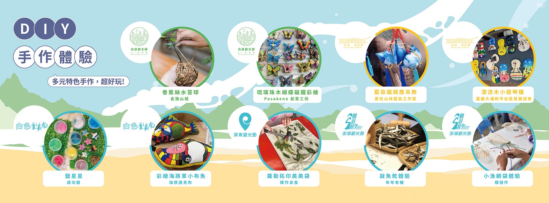 DIY體驗活動，讓參與者能親手製作獨一無二的紀念品，體驗南部的在地風情。(圖/大鵬灣國家風景區管理處提供)