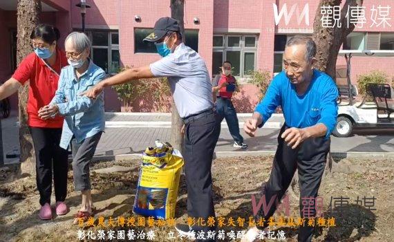 (有影片)/百歲農夫傳授園藝祕訣 彰化榮家失智長者參與波斯菊種植
