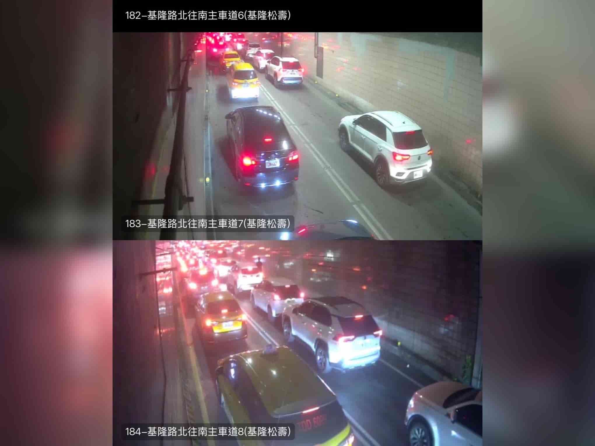 基隆路地下道9日深夜出現大塞車,平常3分鐘車程竟花了1小時。翻攝陳宥丞臉書