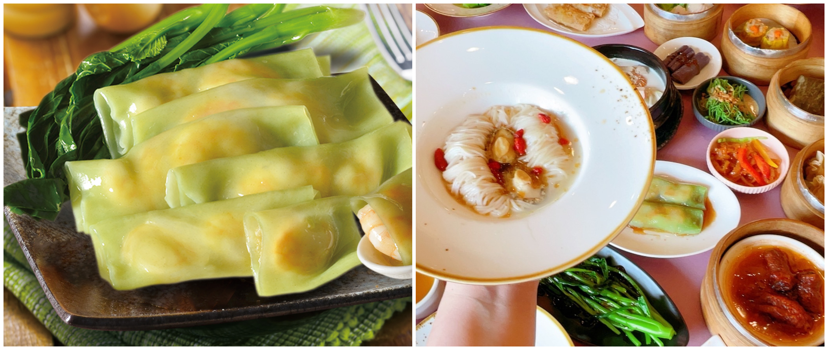 經典港式料理-綠藻蝦仁腸粉/熱食現點現做，復古感受一秒彷彿來到香港。