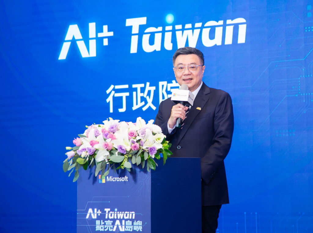 行政院院長卓榮泰表示，微軟推出的「AI+ Taiwan」計畫，與政府推行的「Taiwan + AI」計畫相輔相成，期待微軟在台資料中心的落地服務，打造台灣成為「智慧科技島」，為台灣產業升級揭開新篇章。