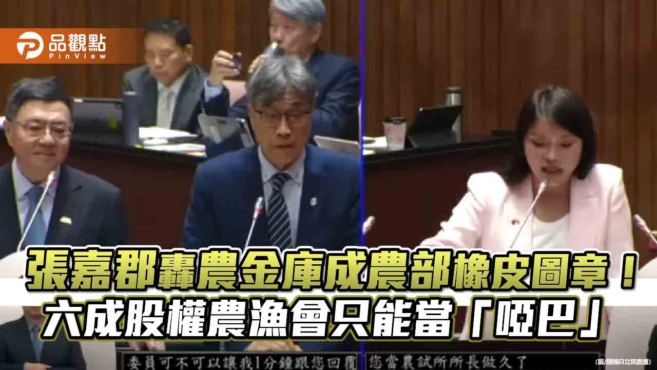 張嘉郡轟農金庫成農部橡皮圖章!六成股權農漁會只能當「啞巴」