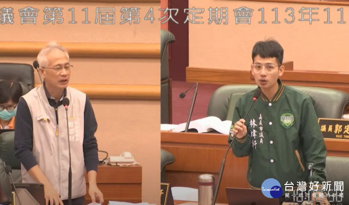 嘉義市議員林煒軒建議市府，應推動校園廚房安裝冷氣，並加強改善廚房通風系統／林詩涵翻攝