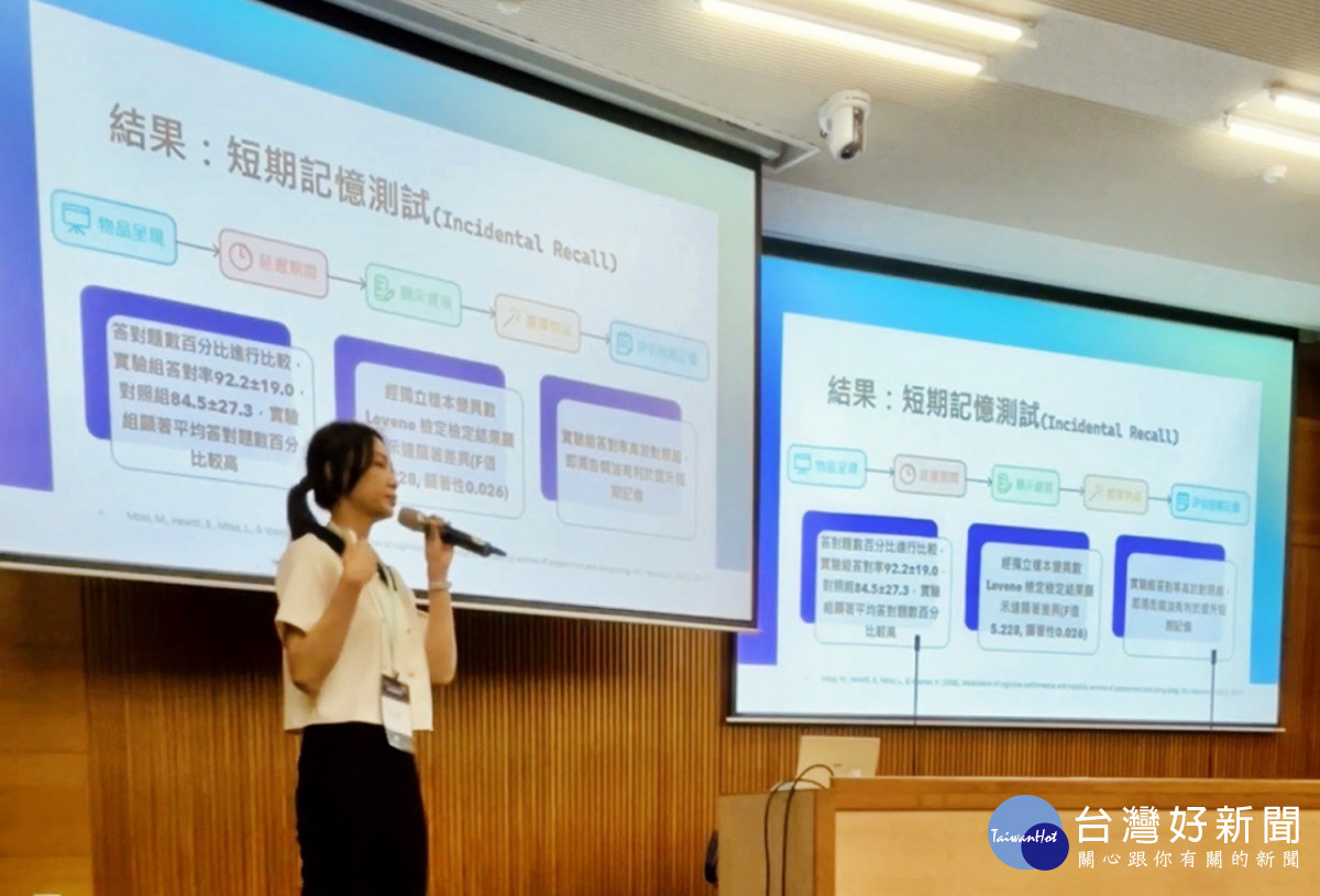 弘光科大碩士生吳易儒在國際化粧品科技研討會中,進行研究口頭發表,獲得第二名。