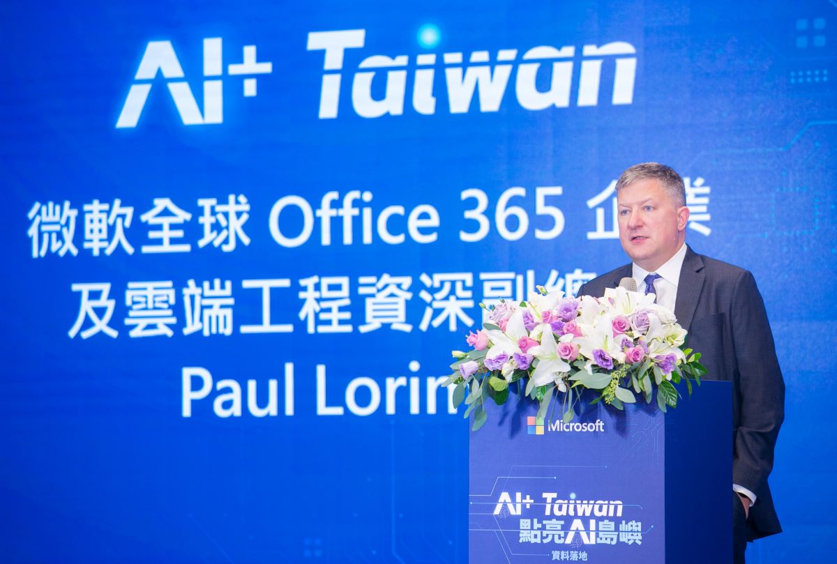 微軟全球 Office 365 企業及雲端工程資深副總裁 Paul Lorimer 今日親臨現場,表示微軟看好台灣在 AI 時代的優勢與潛力,將持續堅持負責任 AI 原則,致力於支持在地客戶、合作夥伴及產業,與台灣共同推動 AI 轉型發展。
