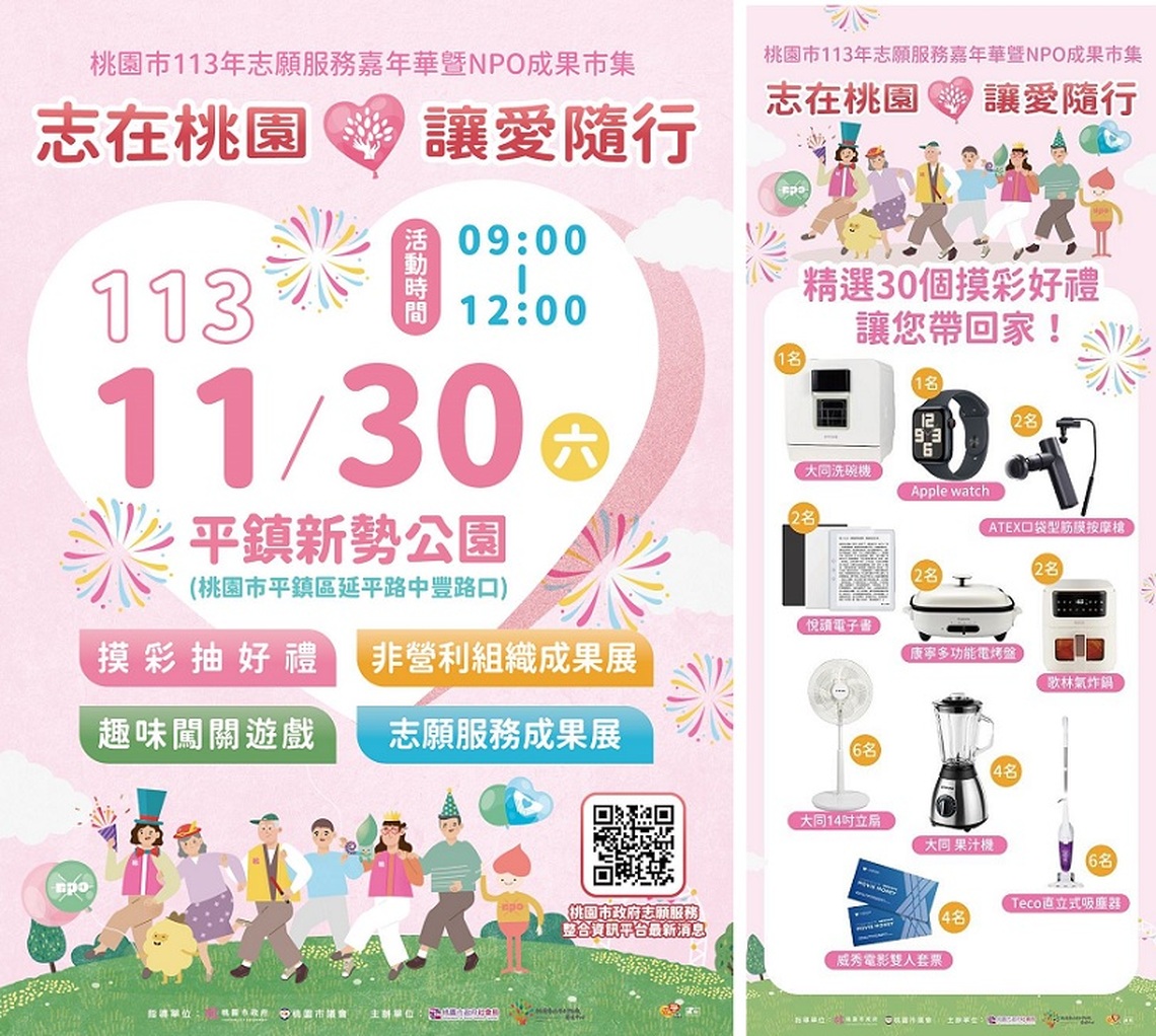 歡慶國際志工日 桃園志工嘉年華暨NPO成果市集邀您同行!