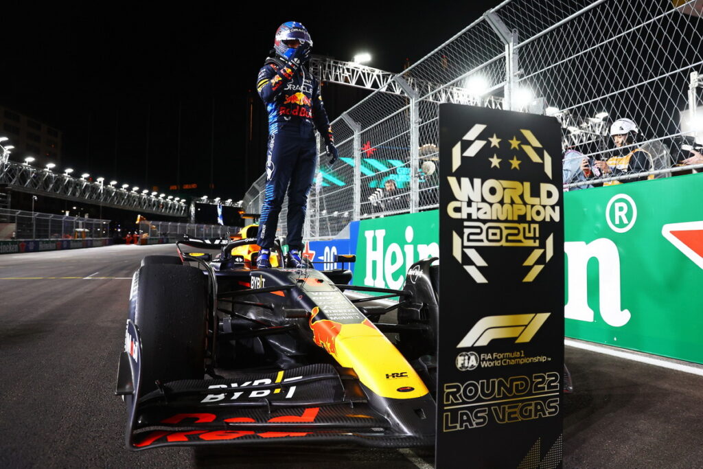 -Red Bull 車隊 Max Verstappen 在F1拉斯維加斯大獎賽上穩定發揮,本賽季提前封王。(Red Bull 提供)