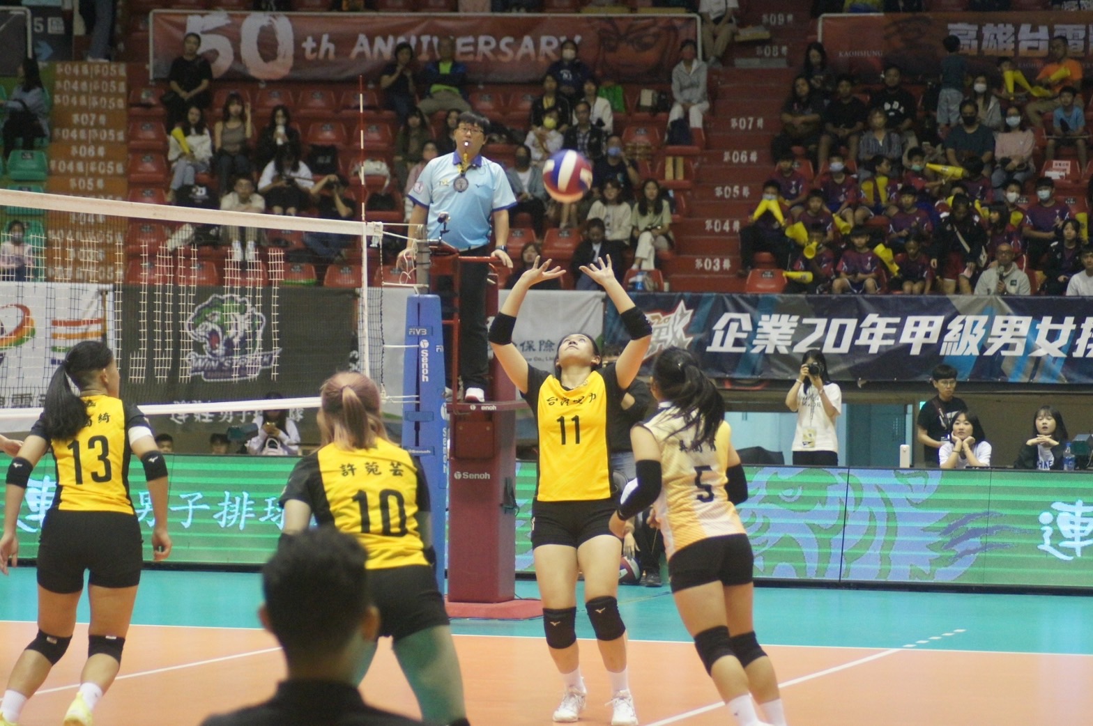 ▲台電女排創隊五十周年,主場週兩連勝。(記者 朱星明翻攝)