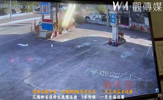 (有影片)/連環追撞車禍 花壇鄉9輛車受波及 一名男性傷者送醫