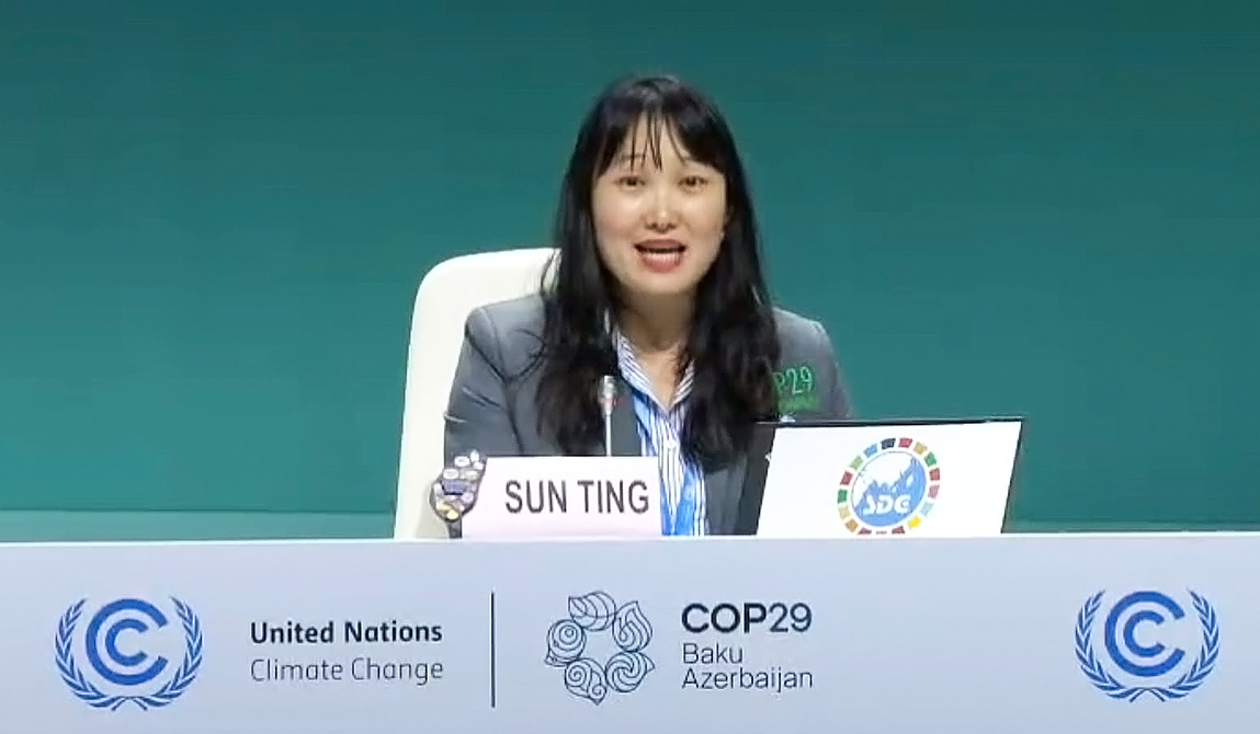鴻騰孫婷COP29倡議特別重視印度新廠建設當地環評與企業人才培育問題。(圖/孫婷提供)