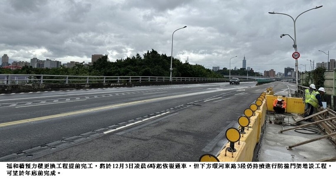 永和福和橋預力梁更換完成 12/3凌晨6時起橋面開放通車