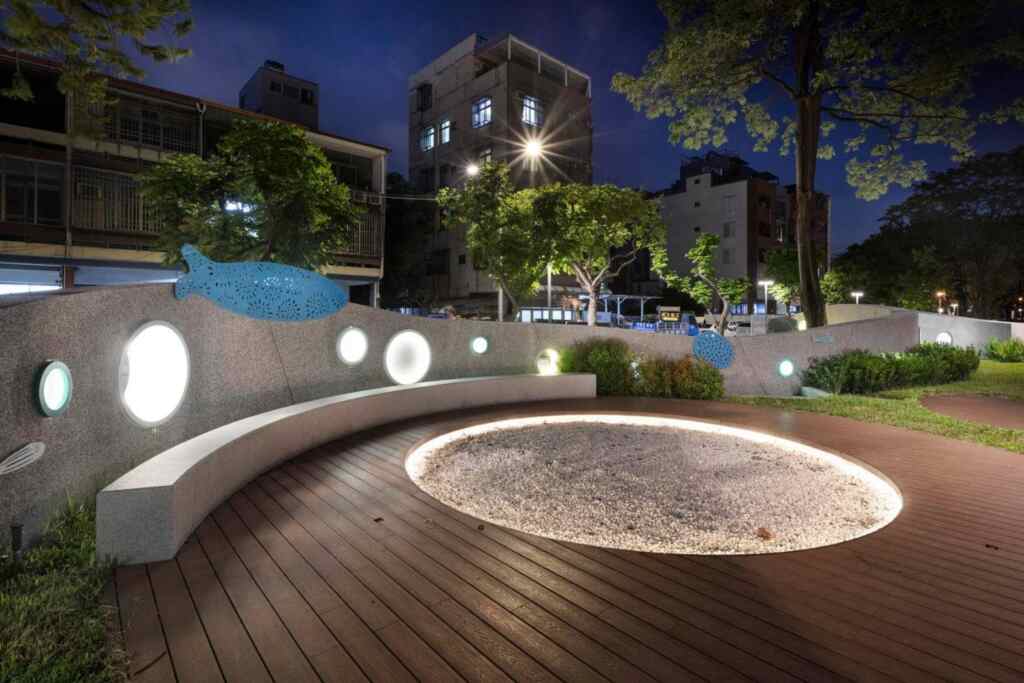 ▲城南之心計畫—綠川園二）園道童趣設計，增加夜間安全照明。（記者廖妙茜翻攝）