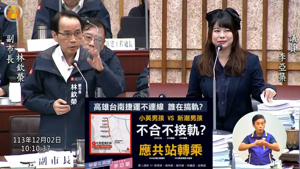 漾新聞|李亞築總質詢再度關切高雄、台南捷運 陳其邁短期湖內共站