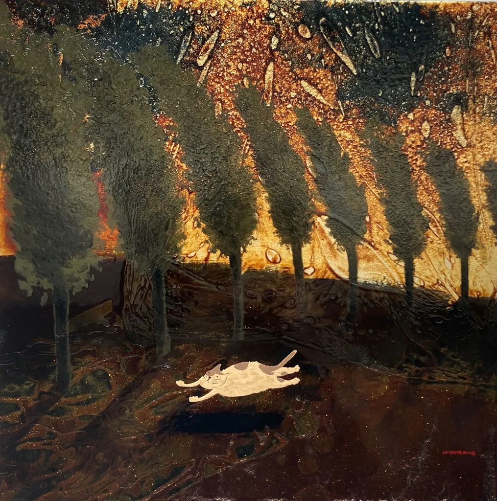 林政融 貓cat 天然漆 30x30cm 2023.