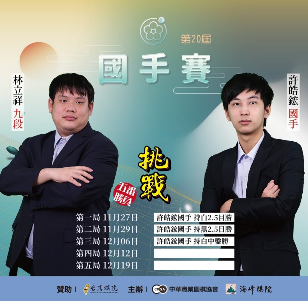 「國手賽」由中華職業圍棋協會、海峰棋院主辦，台灣棋院文化基金會贊助
