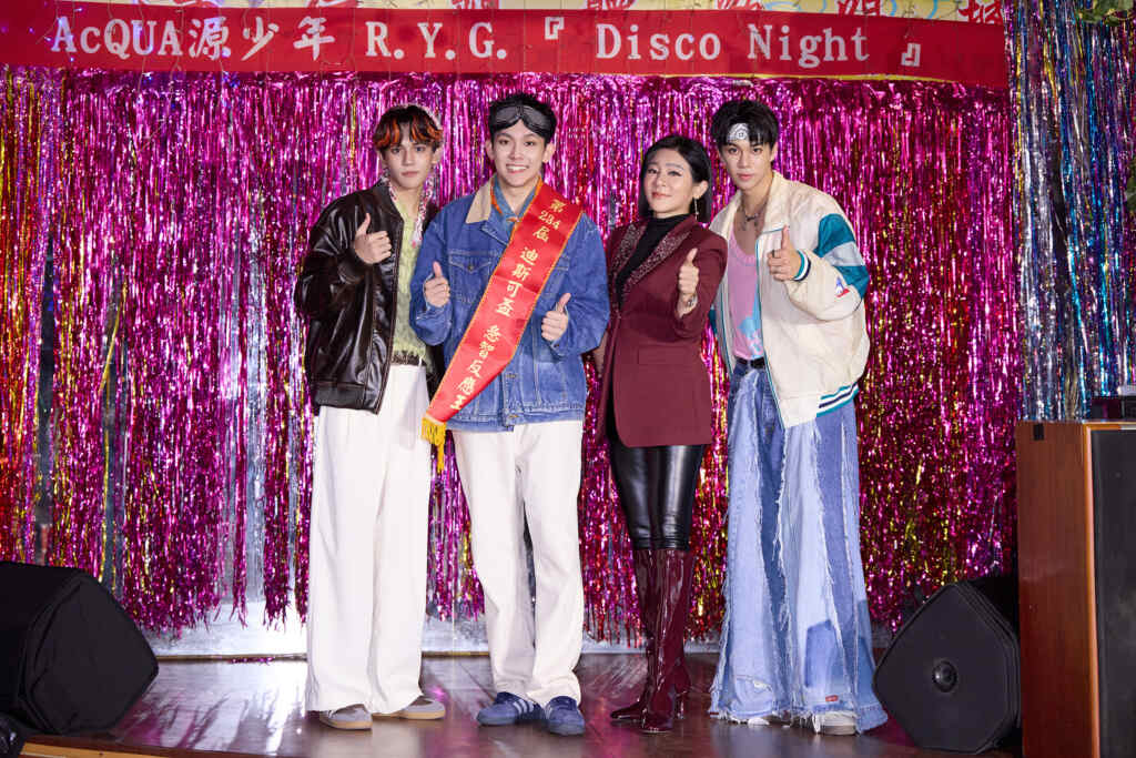 ▲AcQUA源少年 R.Y.G.推出新歌，找來嘉賓王彩樺站台記者會，林毓家臨場表現最佳獲得王彩樺稱讚。（種子音樂提供）