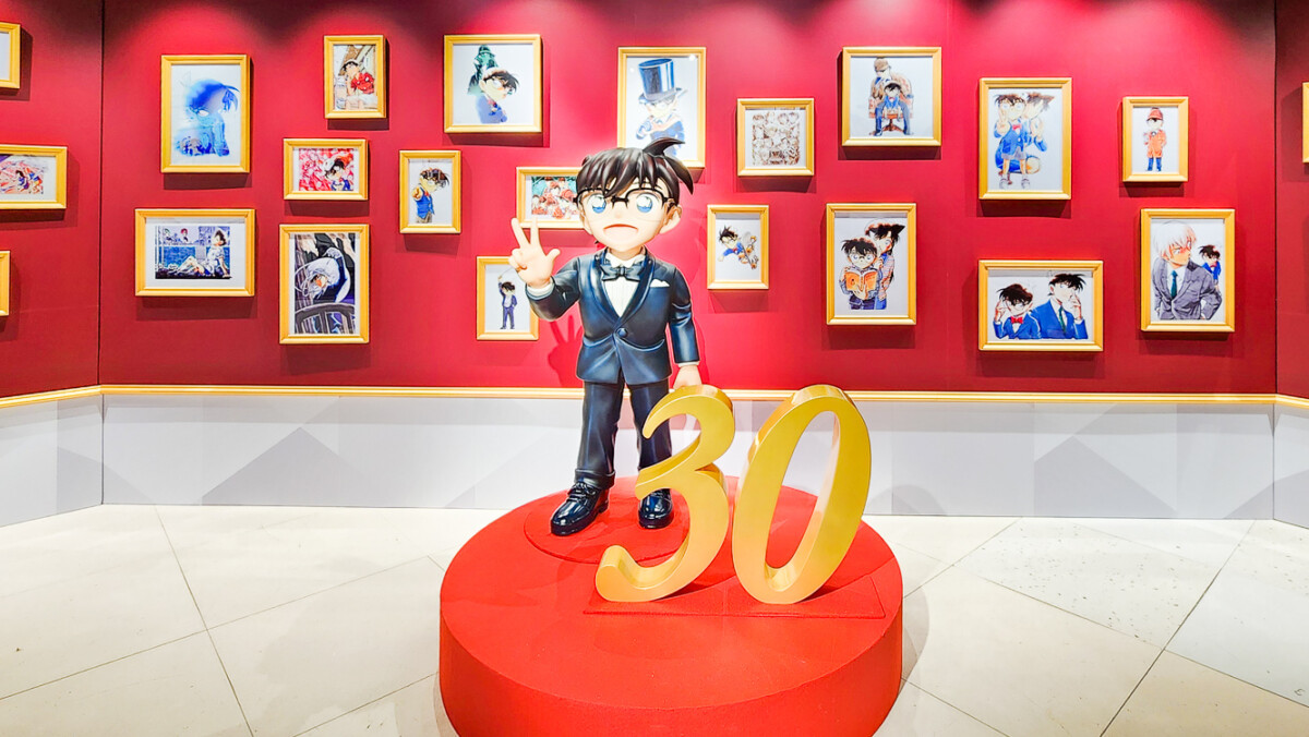 ▲名偵探柯南連載30週年紀念展在高雄夢時代八樓展出。(圖/記者黃淑貞攝)