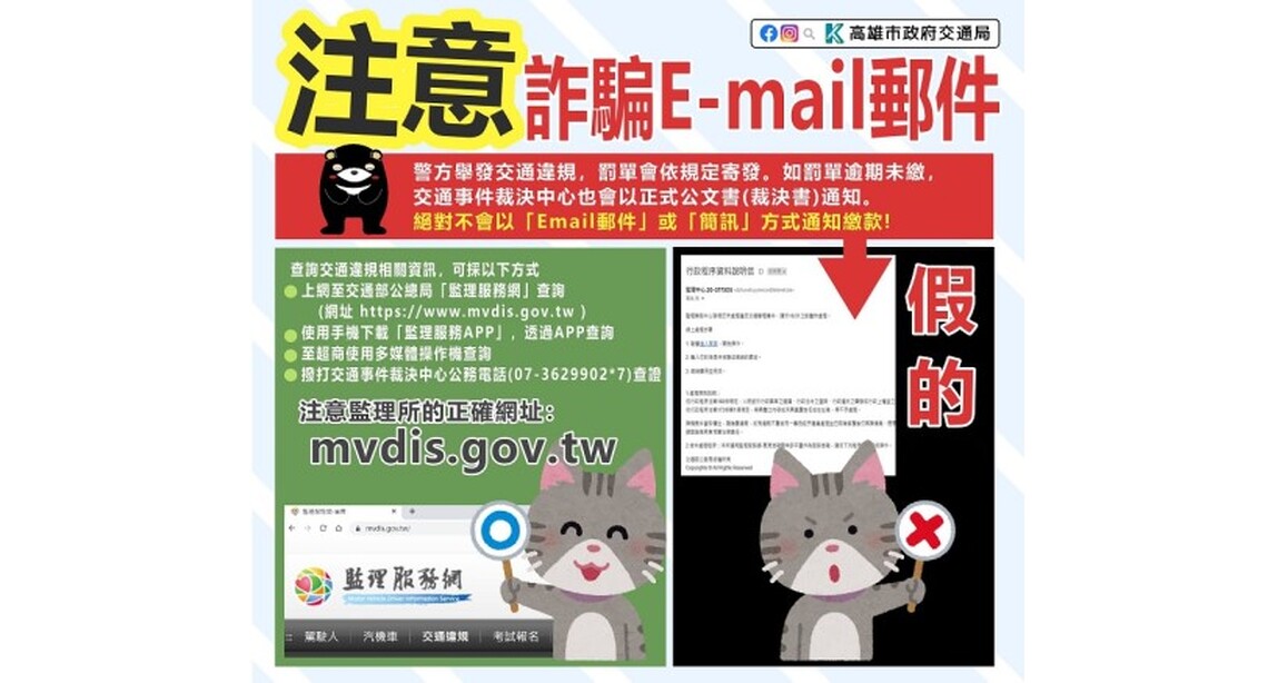 小心!收到電郵或簡訊通知罰單未繳是詐騙 籲請民眾勿上當