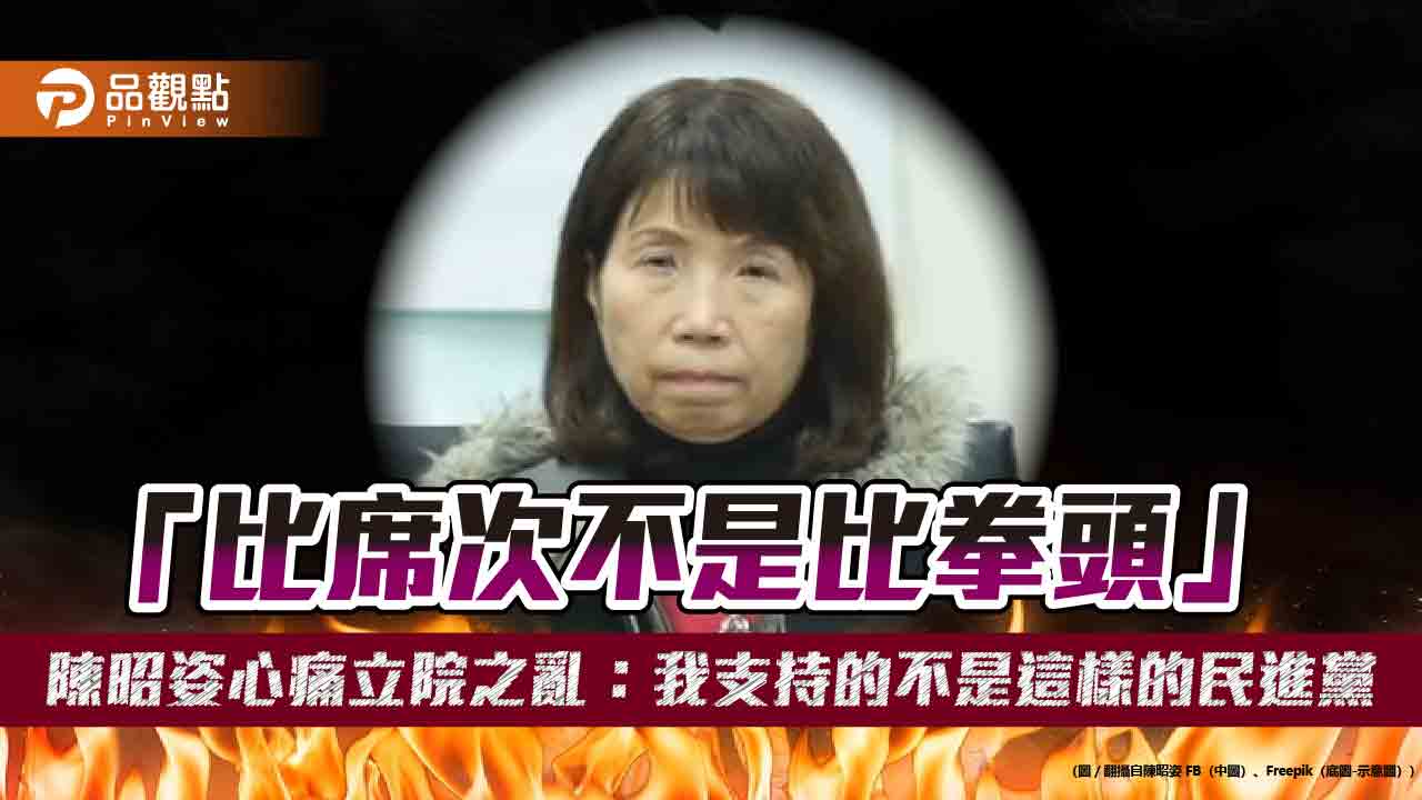 「比席次不是比拳頭」陳昭姿心痛立院之亂:我支持的不是這樣的民進黨