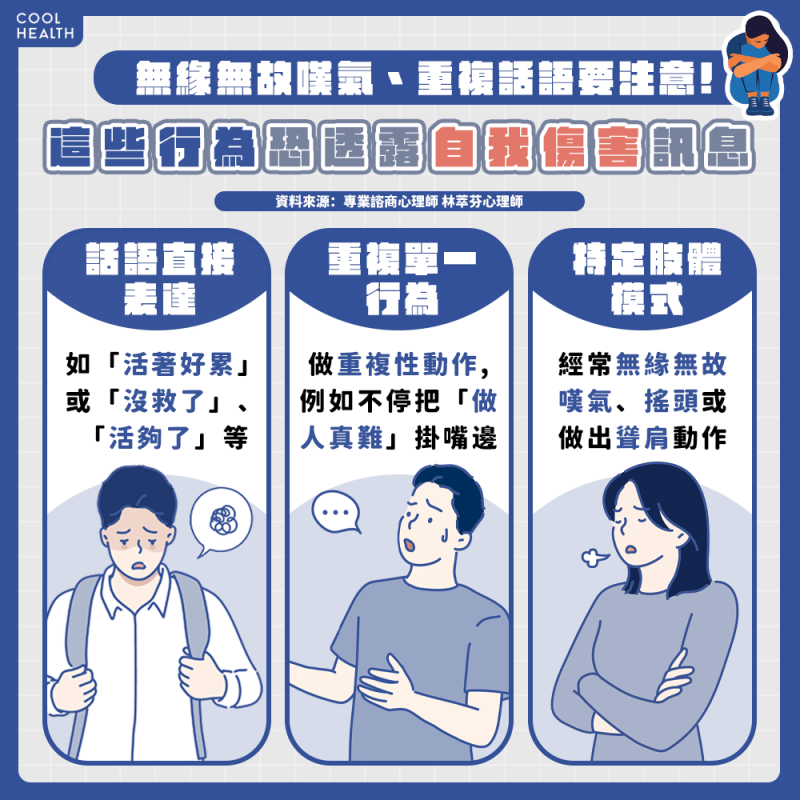 「這世界少一個我也不會怎樣」 這些話語恐透露自我傷害訊息