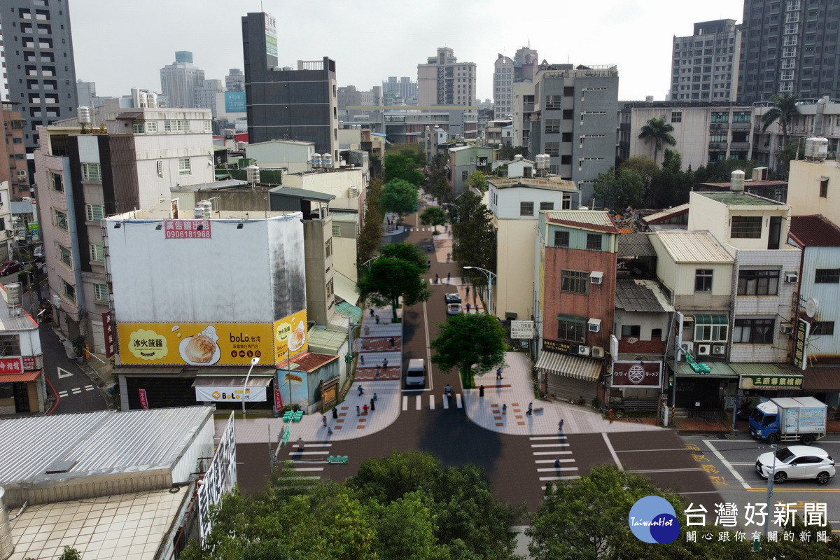 博愛路中原路口改善後。(模擬畫面)