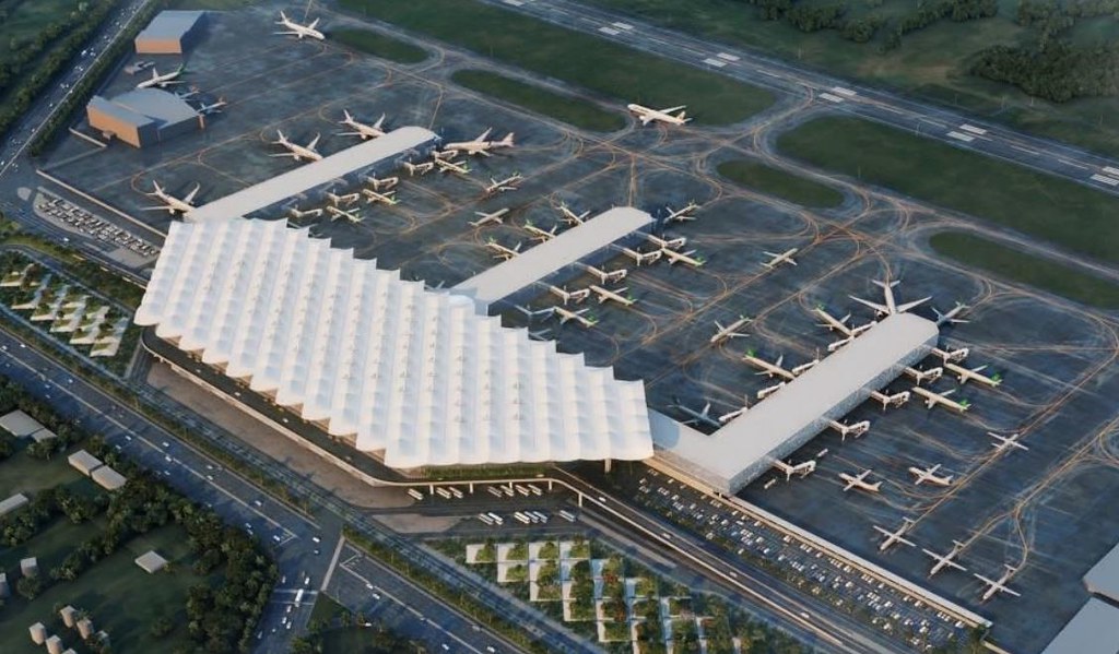 ▲預計 2032 年完工!高雄國際機場「全新航廈」設計圖曝光。(圖/翻攝網路)