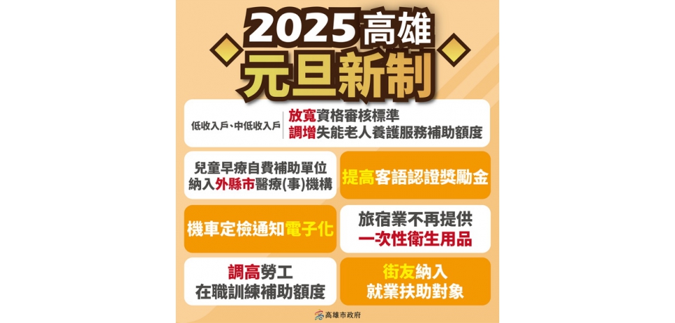 邁向2025年 高雄市政府各項新制上路