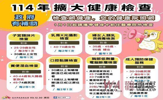 健康守護零距離　中市2025年擴大癌症及成人健康篩檢服務
