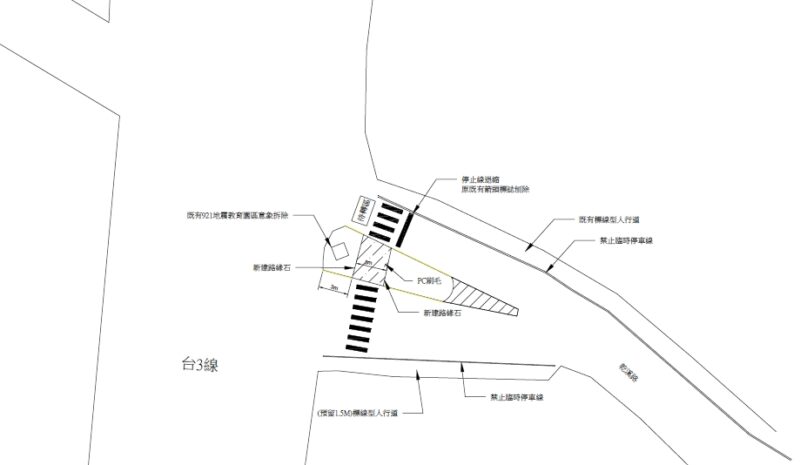 圖文:霧峰乾溪路口交通工程進行改善 完工後將提升行人安全。