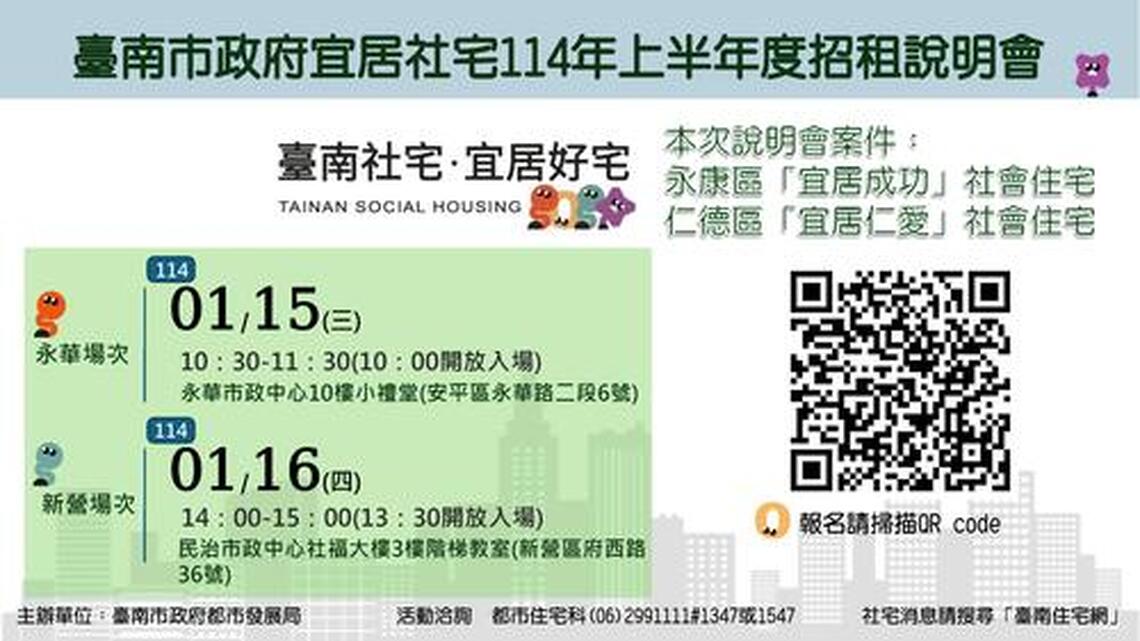 臺南首2批社宅招租說明會下周登場