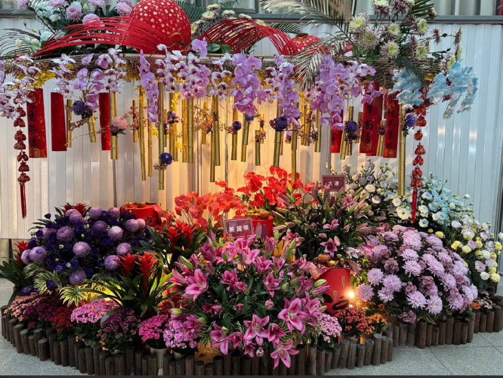 台北花市新春花卉展示。