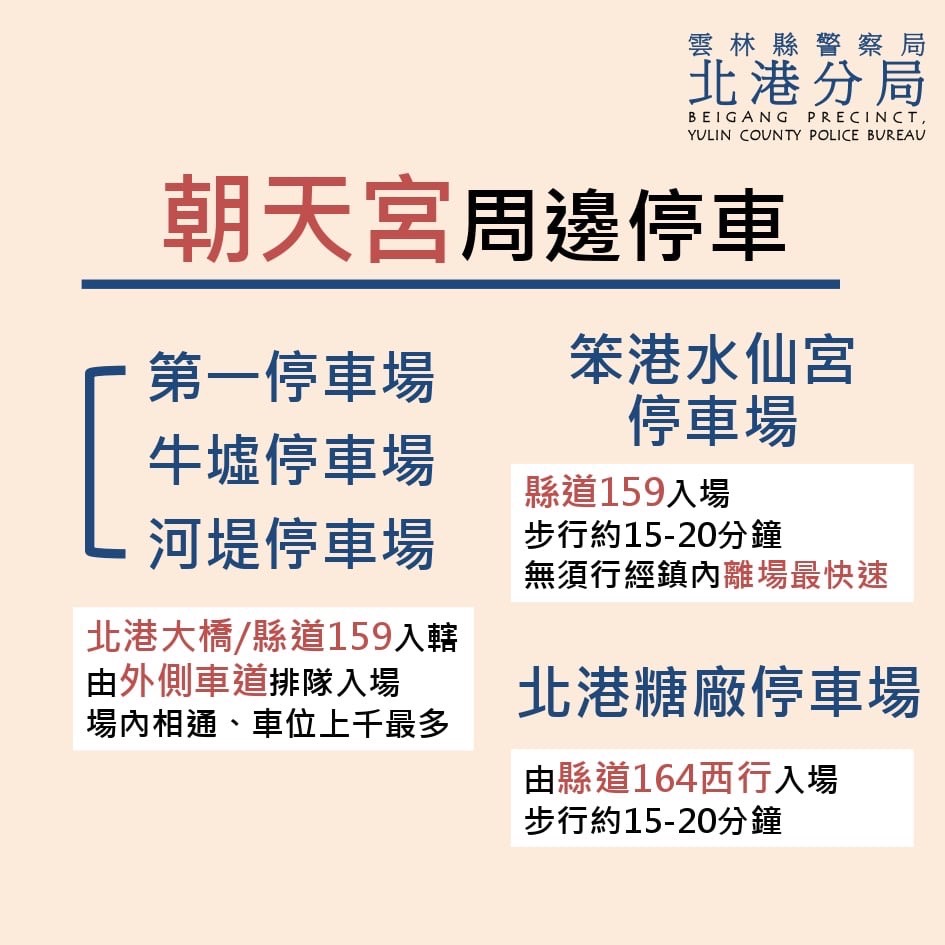 農曆春節大年初一至初五熱門時段,北港《交通指南》報你知。(圖/記者葉子綱翻攝)