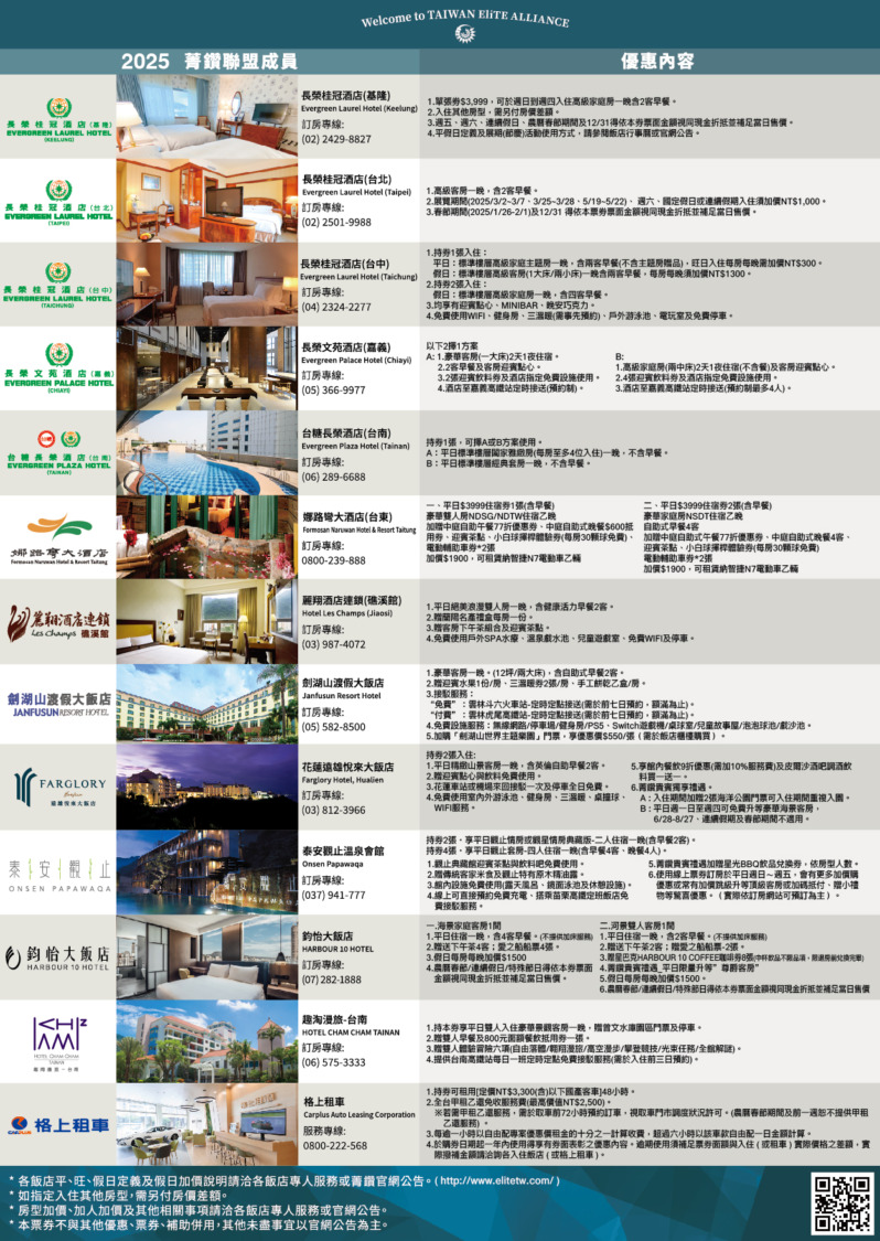 「愛的旅程‧無限『菁』彩」!菁鑽聯盟聯合貴賓券,一券在手 輕鬆暢遊