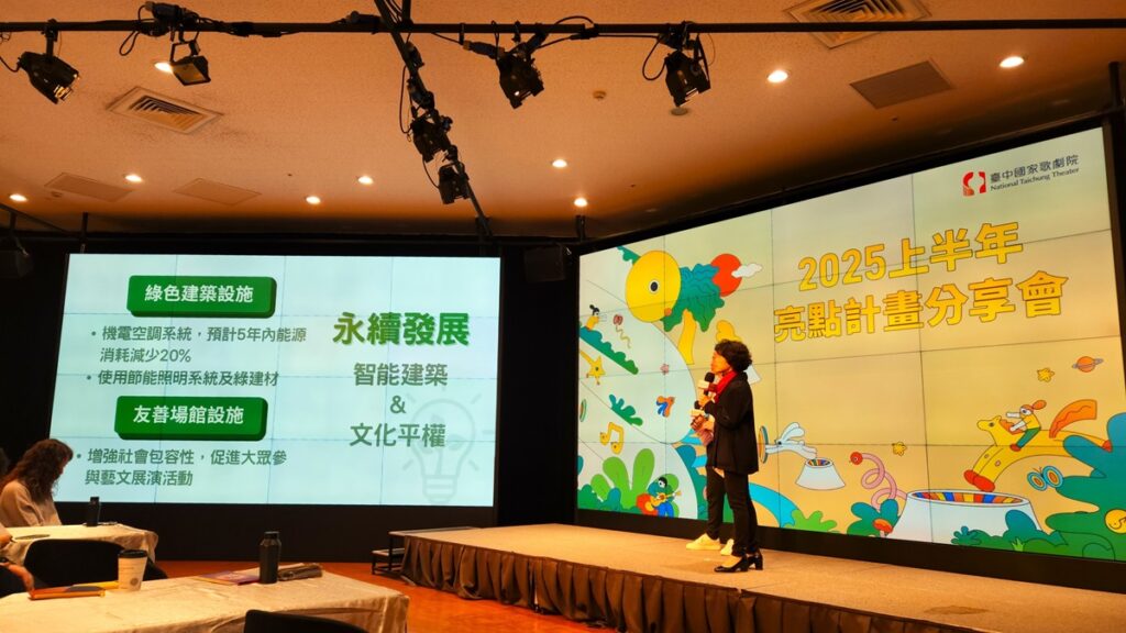 歌劇院藝術總監邱瑗說明新年度邁向永續、綠色劇場的具體規劃。(圖/陳惠玲攝影)
