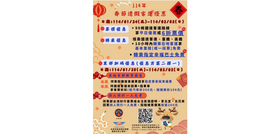 春節返鄉樂團圓 疏運優惠任民挑選